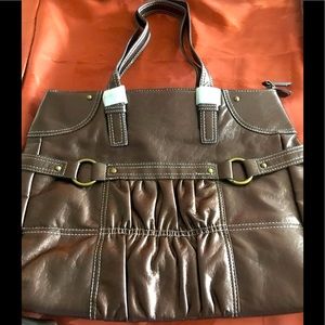 NWOT Brown Lancôme Beauty Tote w/matching makeup/accessory bag.